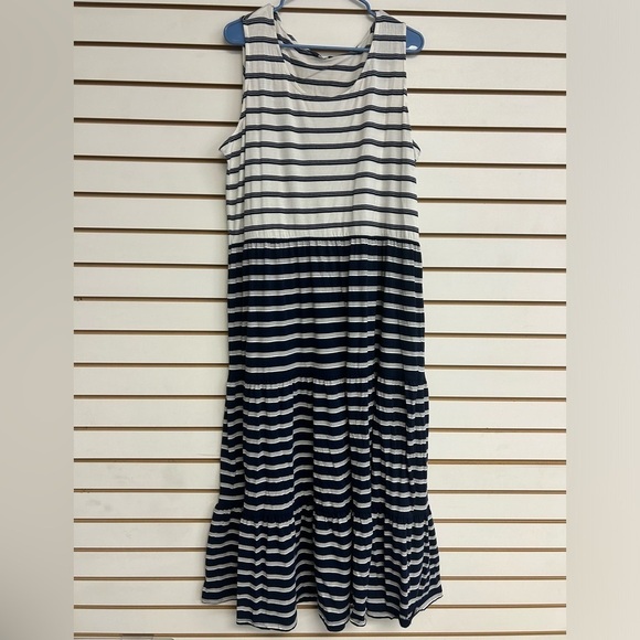 Lands’ End Blue Sundress Sleeveless Navy & White Plus Size 1X (16-18) NWT Summer - Picture 1 of 13